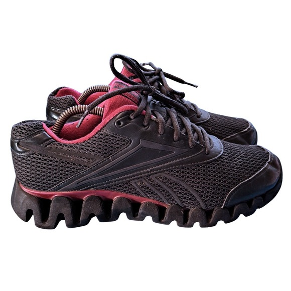 Reebok ZigTech Running Shoes Womens 10 Gray Pink Athletic Sneakers Training - Picture 1 of 9